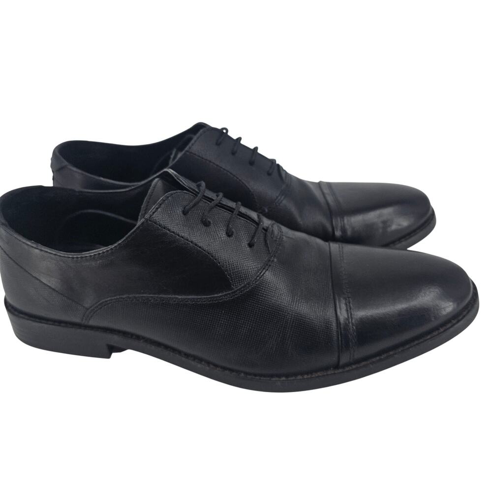 Steve Madden Proctor Leather Oxford Dress Shoes Lace Up Cap Toe Black Mens 11